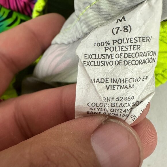 Girls' OP Neon Floral Athletic Shorts Size M (7-8) 100% Polyester - Picture 4 of 5